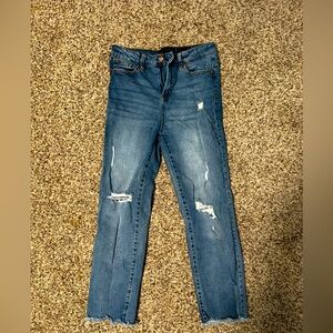 Kendall and Kylie Fringe Hem Distressed Jeans